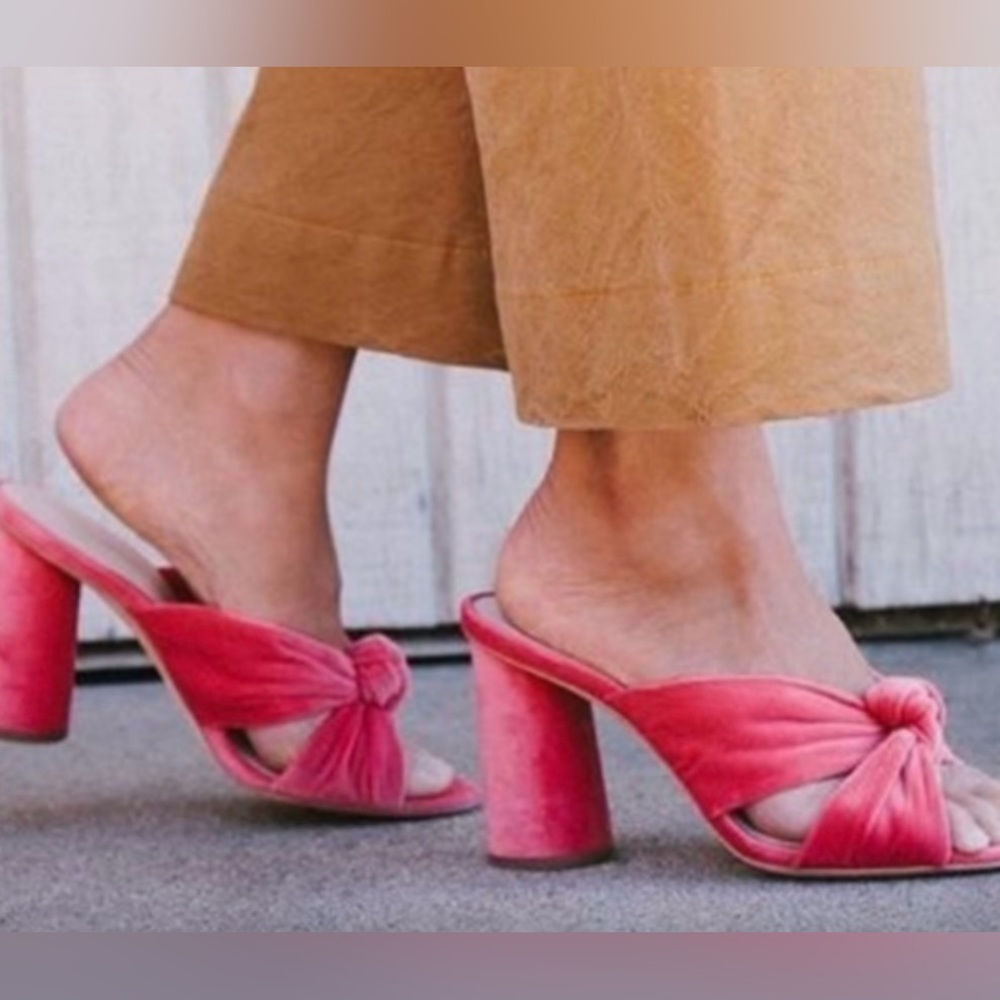 Loeffler Randall Pink CoCo Knotted Velvet Mules💓🌸